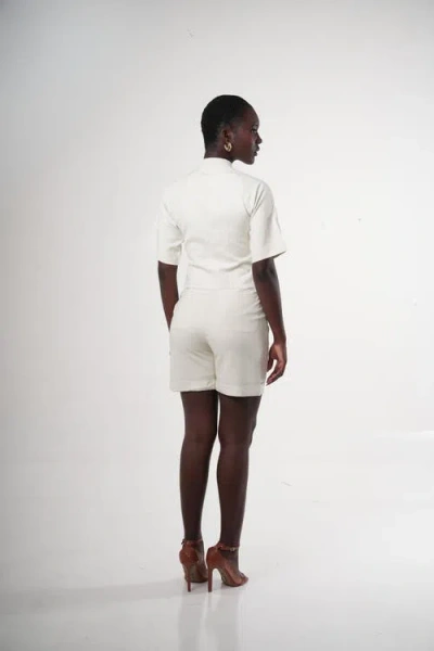 Sable Narea Shell-button Linen Top In White