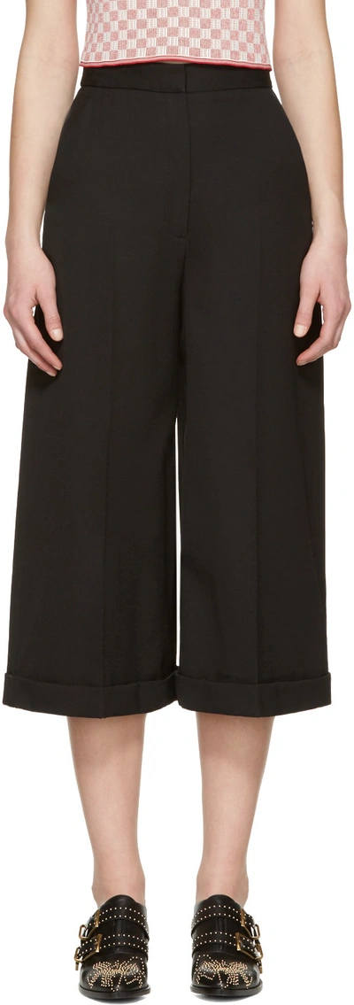 Alexander Mcqueen High-rise Grain De Poudre Wool Culottes In Black