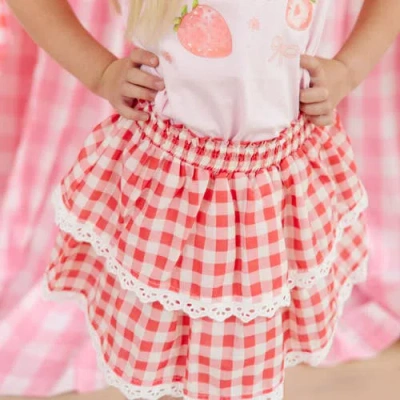 Sweet Wink Red Gingham Skort In Multi