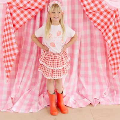 Sweet Wink Red Gingham Skort In Multi