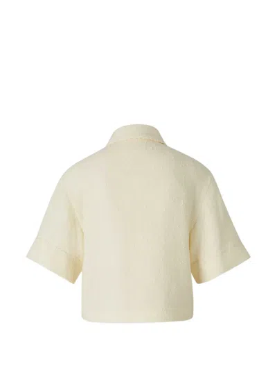 Simkhai Khloe Short Sleeve Button Down Top In Brown