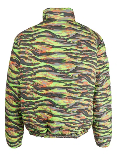 Erl Multicolor Printed Quilted Down Jacket In Multi