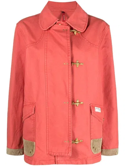 Fay Cotton 4 Hooks Jacket In Red