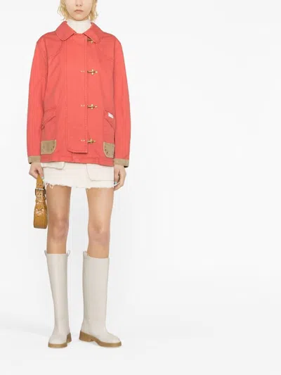 Fay Cotton 4 Hooks Jacket In Red