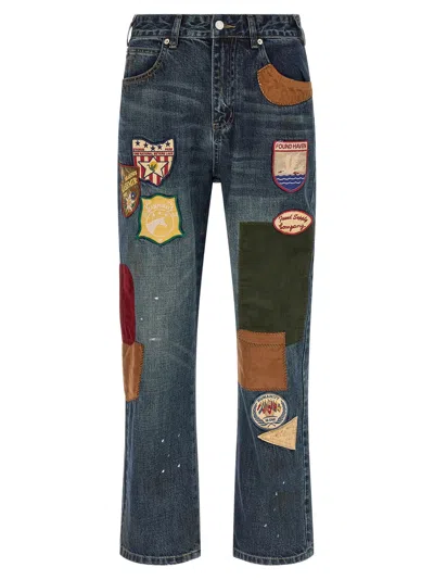 Found Patchwork Straight-leg Jeans In Blue