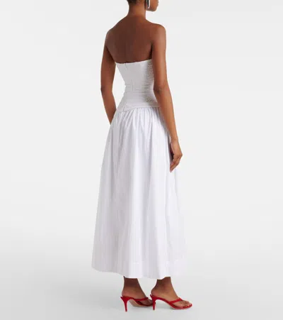 Staud Nia Strapless Seersucker Maxi Dress In White