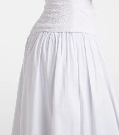 Staud Nia Strapless Seersucker Maxi Dress In White