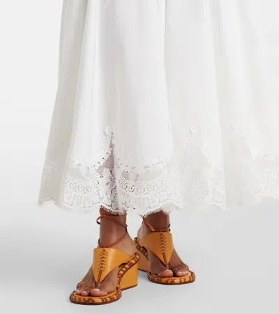 Zimmermann Alchemy Ruffled Shirred Lace-trimmed Cotton-poplin Midi Dress In White
