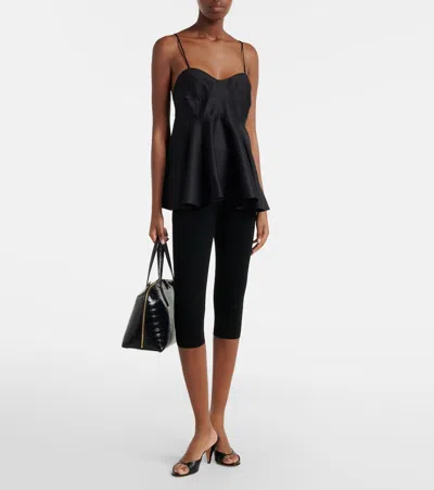 Rohe Paneled Duchesse-satin Peplum Bustier Top In Black