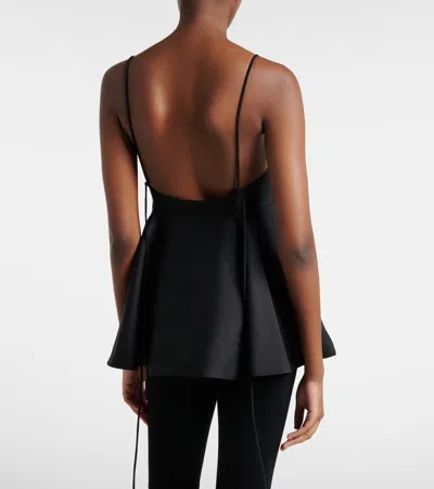 Rohe Paneled Duchesse-satin Peplum Bustier Top In Black