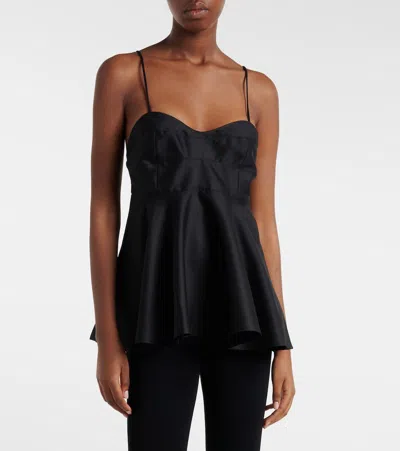 Rohe Paneled Duchesse-satin Peplum Bustier Top In Black