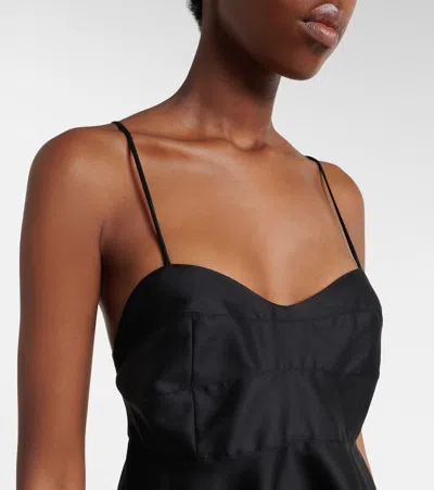 Rohe Paneled Duchesse-satin Peplum Bustier Top In Black