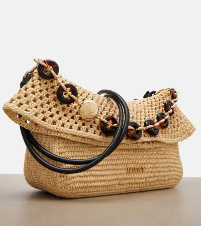 Loewe Medium Ola Bag In Raffia For Woman In Brown