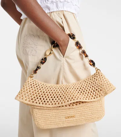 Loewe Medium Ola Bag In Raffia For Woman In Brown