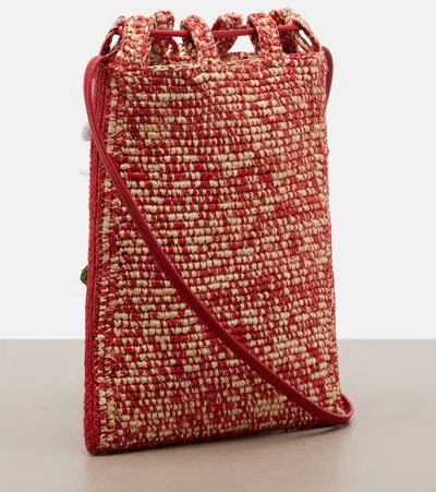 Loewe Strawberry-embellishment Raffia Crossbody Bag In Brown