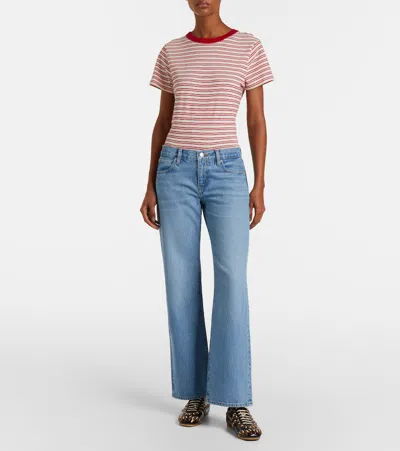 Frame The Pixie Gray Wide Leg Jeans In Blue