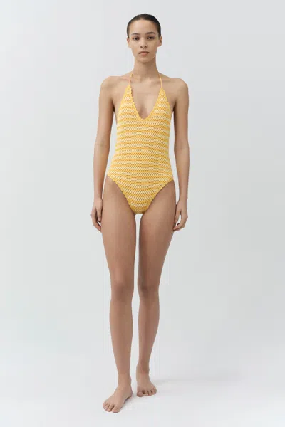 Simkhai Womens Mango Multi Karoline Halterneck Crochet Swimsuit Xs In Multi