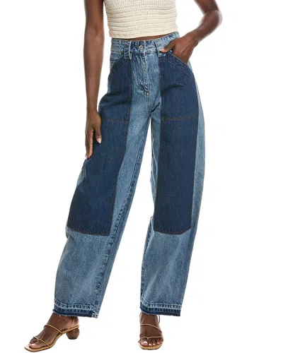 Co Denim Patchwork Straight Leg Pant In Blue