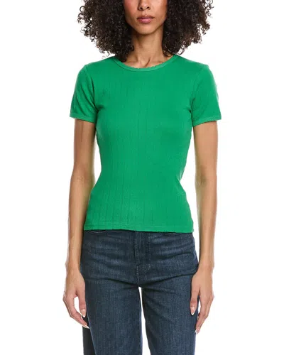Leset Pointelle Slim Fit T-shirt In Green