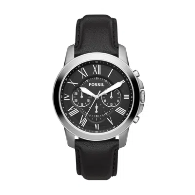 Fossil Men's Chronograph Grant Black Leather Strap Watch 44mm Fs4812 In ...