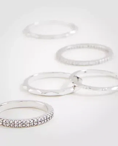 Ann Taylor Crystal Stacked Ring Set In Silver