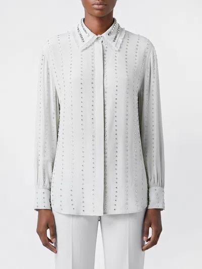 Pinko Camicia Leggera Con Righe Gioiello In Neutral
