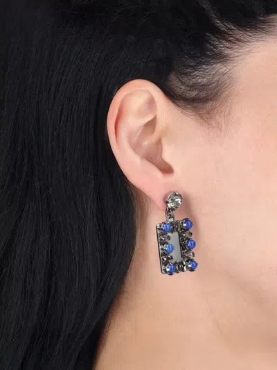 Roger Vivier Rectangular Drop Earrings Featuring Gemstones In Multi