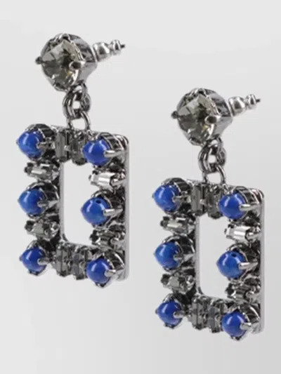 Roger Vivier Rectangular Drop Earrings Featuring Gemstones In Multi