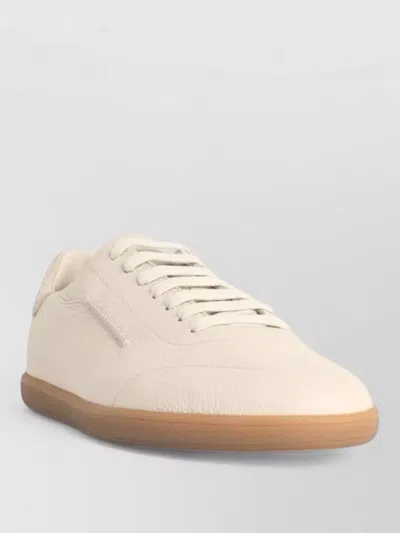 Zegna 232 Low Top Suede Sneakers Rubber Sole In Neutral