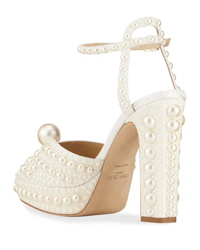 Jimmy Choo Sacaria 120mm Pearly-stud Platform Sandals In White