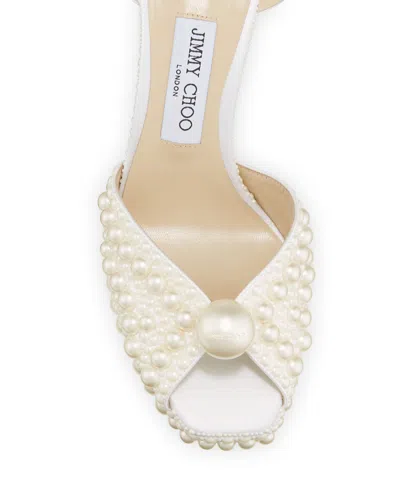 Jimmy Choo Sacaria 120mm Pearly-stud Platform Sandals In White
