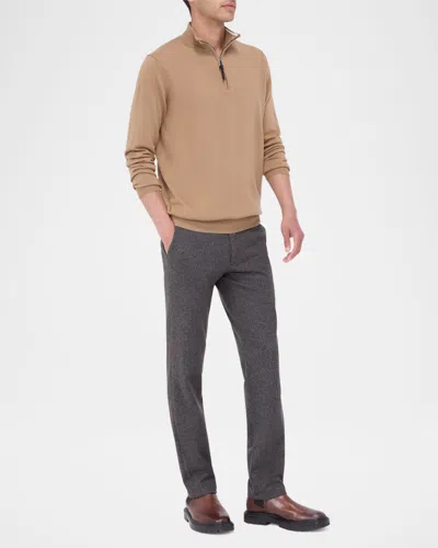 Bugatchi Merino Wool Quarter Zip Pullover In Brown