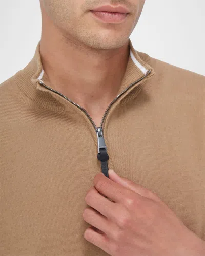 Bugatchi Merino Wool Quarter Zip Pullover In Brown