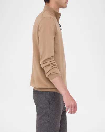 Bugatchi Merino Wool Quarter Zip Pullover In Brown