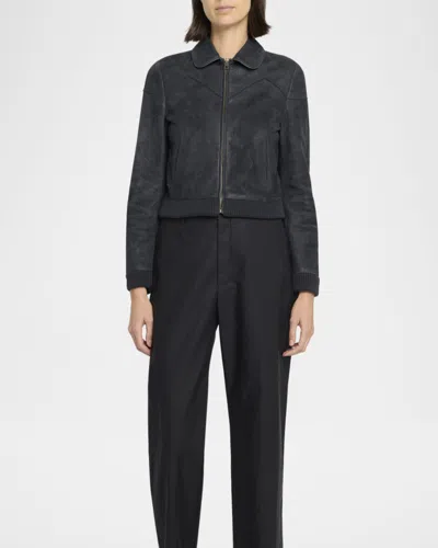 The Row Axelette Suede Jacket In Black