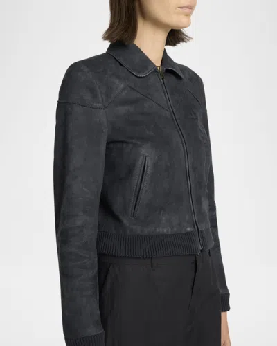 The Row Axelette Suede Jacket In Black