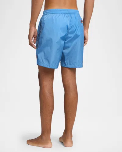 Moncler Logo Patch Drawstring Swimsuit In Blue
