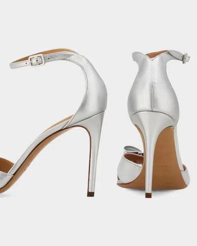 Ferragamo 95mm Roxy Metallic Leather Bow Sandals In Silver