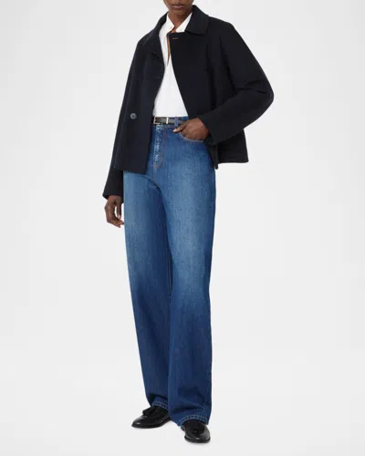 Max Mara Eden Double-breasted Broadcloth Jacket In Blue