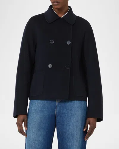 Max Mara Eden Double-breasted Broadcloth Jacket In Blue