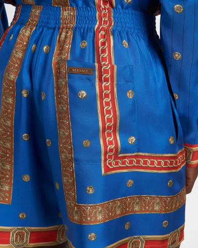 Versace Pattern-printed Twill Shorts In Blue