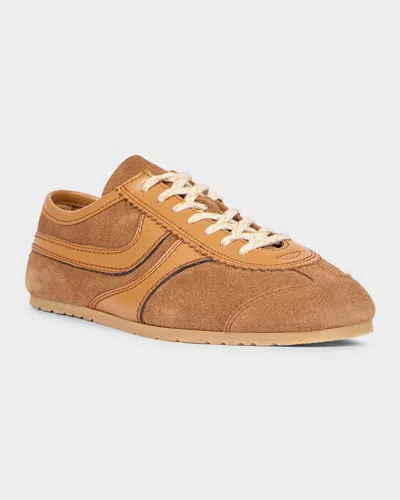 Dries Van Noten Women Brown Low-top Sneakers With Two-tone Lace-up In Suede Woman