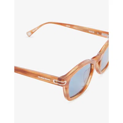 Orlebar Brown Womens Canela Bark/blue Davey Rectangular Acetate Sunglasses In Pattern