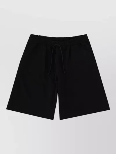 Msgm Logo Drawstring Shorts And Back Pocket In Black