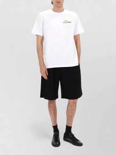 Msgm Logo Drawstring Shorts And Back Pocket In Black