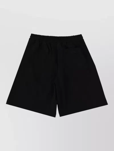 Msgm Logo Drawstring Shorts And Back Pocket In Black
