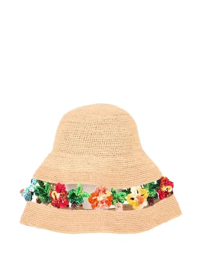 Alanui Beige Multicolor Embellished Bucket Hat In Neutral