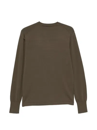 Simkhai Long-sleeve Button-placket Sweater In Brown