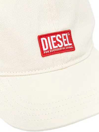 Diesel Logo-patch Baseball Cap In White