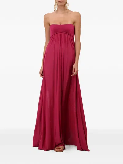 Zimmermann Strapless Gathered Jersey Gown In Red